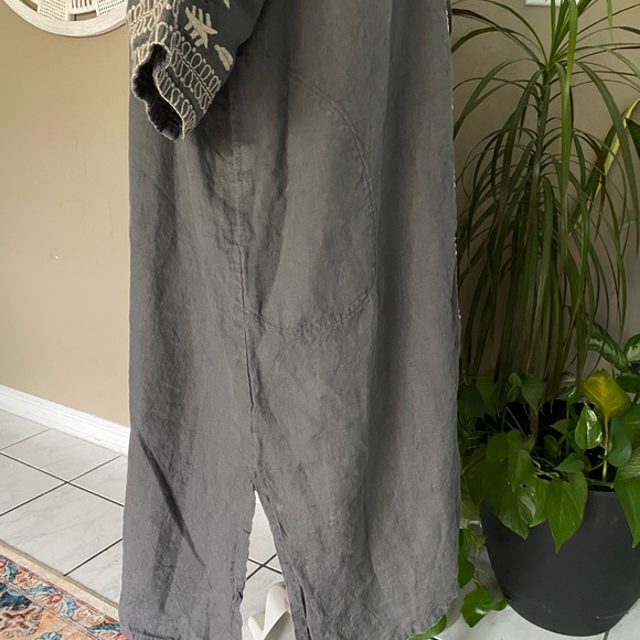 Johnny Was XL Dress Embroidered Linen Half Sleeve V-Neck Tie Pockets NO TAG - Picture 7 of 15